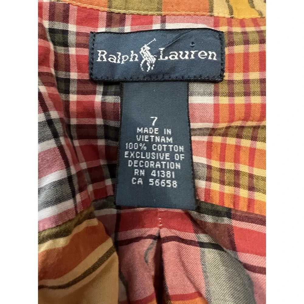 Boys Ralph Lauren blue yellow Plaid  long sleeve Button Up‎ size 7